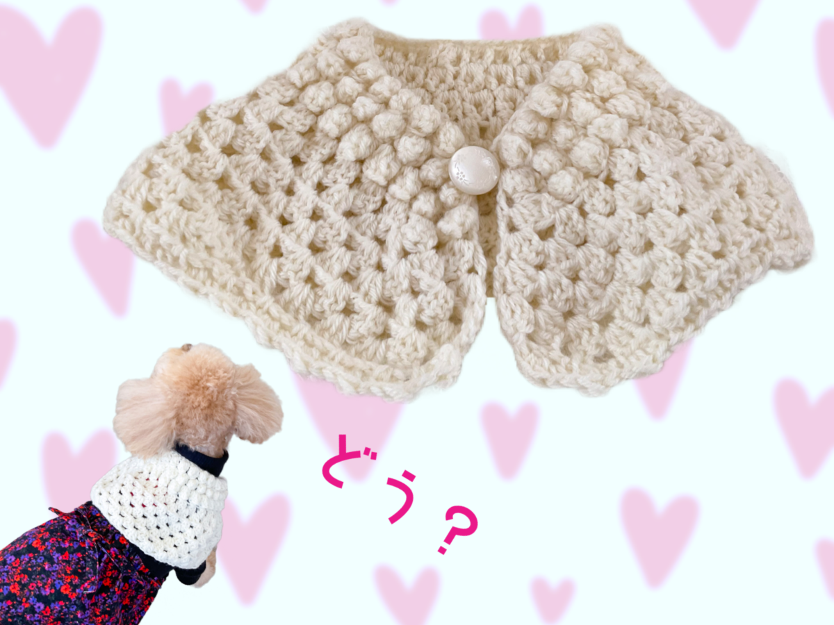 暖か・パプコーン編みのポンチョ・編み方・かぎ針編みの犬の服